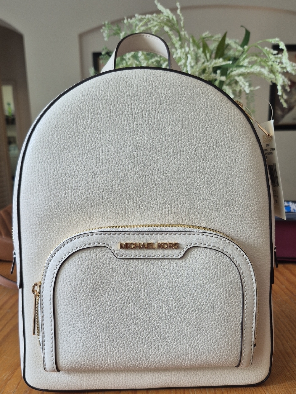 NWT Michael Kors Cream Pebbled Leather Mini Backpack with Gold Hardware